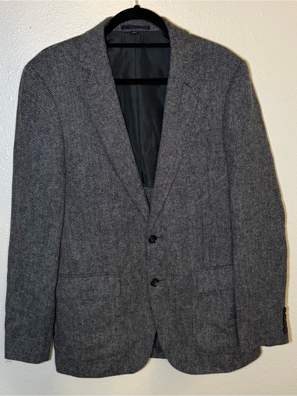 J.Crew Ludlow Blazer Mens 38R Gray Herringbone Tweed Moon Wool Blend Coat C8778